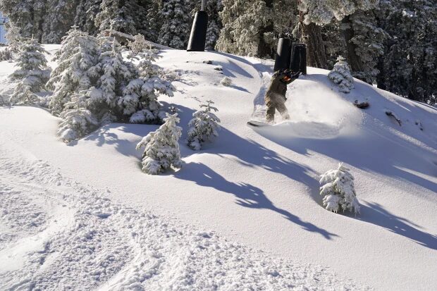 Mountain High resort in Wrightwood received 4-to-6 inches of new snow with the storm that rolled through Southern California on March 28, 2022, allowing the resort to keep its lifts running.