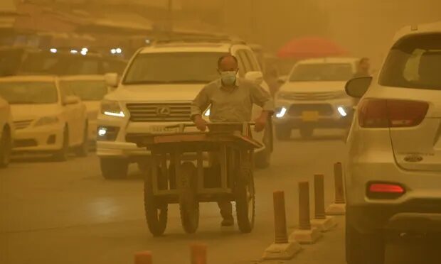 A street in Erbil. Dust storms are