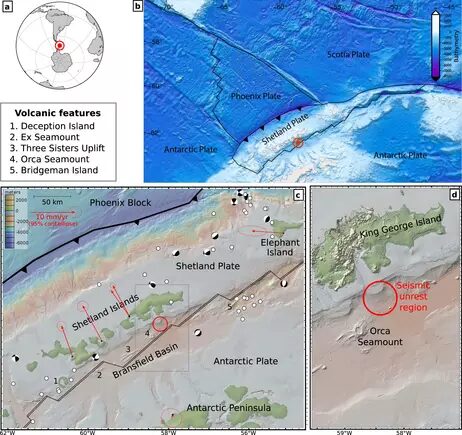 seismically active zone off Antactica