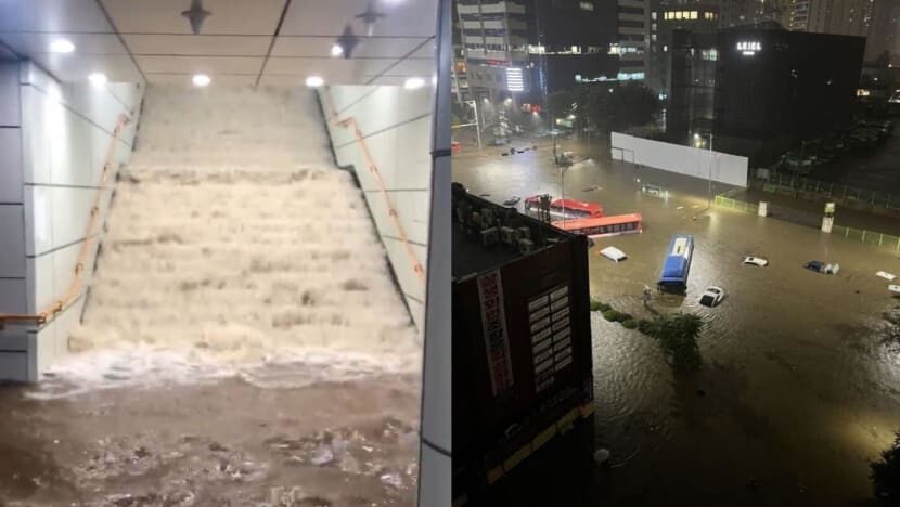 Flooding in Seoul, South Korea on Aug 8, 2022.