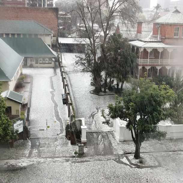 Parts of Pietermaritzburg were covered in hail after a thunderstorm on Monday.
