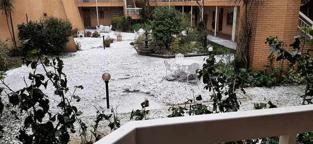 Jacaranda Lodge - Retirement Facility said the hail storm left them living in a winter wonderland.