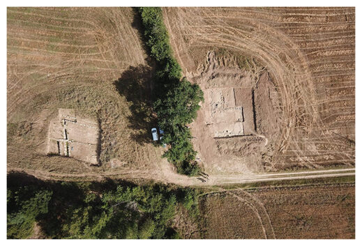 Aerial view of the different excavation site