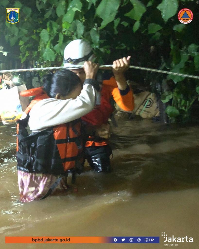 Evacuations after floods in South Jakarta,