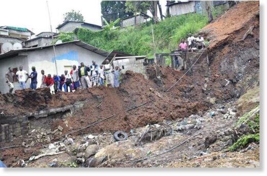 A landslide at Pk18, in Libreville.