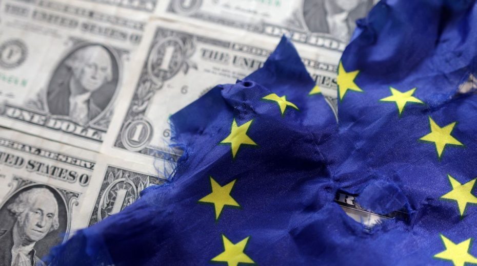 us dollars european union flag