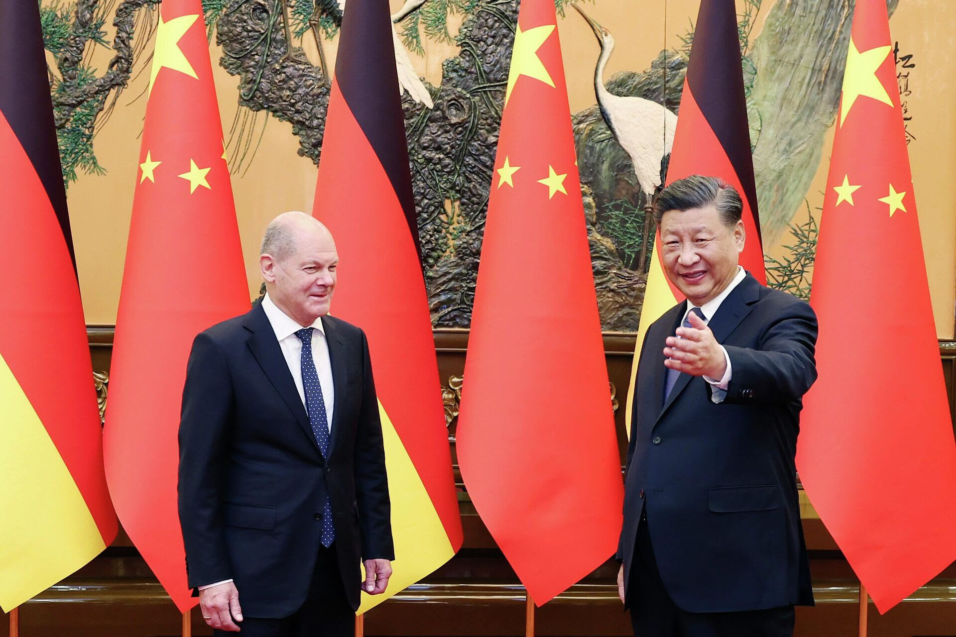 Klikni za povećanje Olaf Šolc i Si Đinping u Pekingu