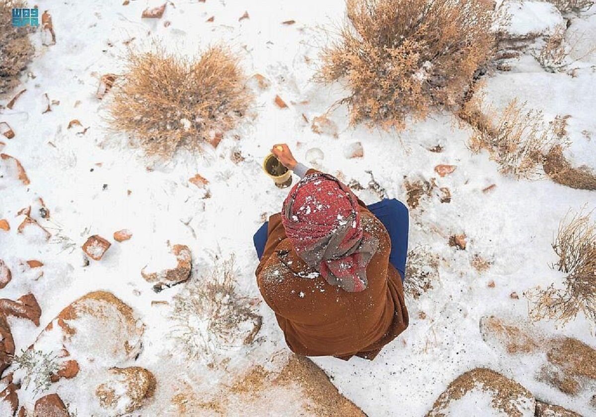 Snow falls in Tabuk in Saudi Arabia