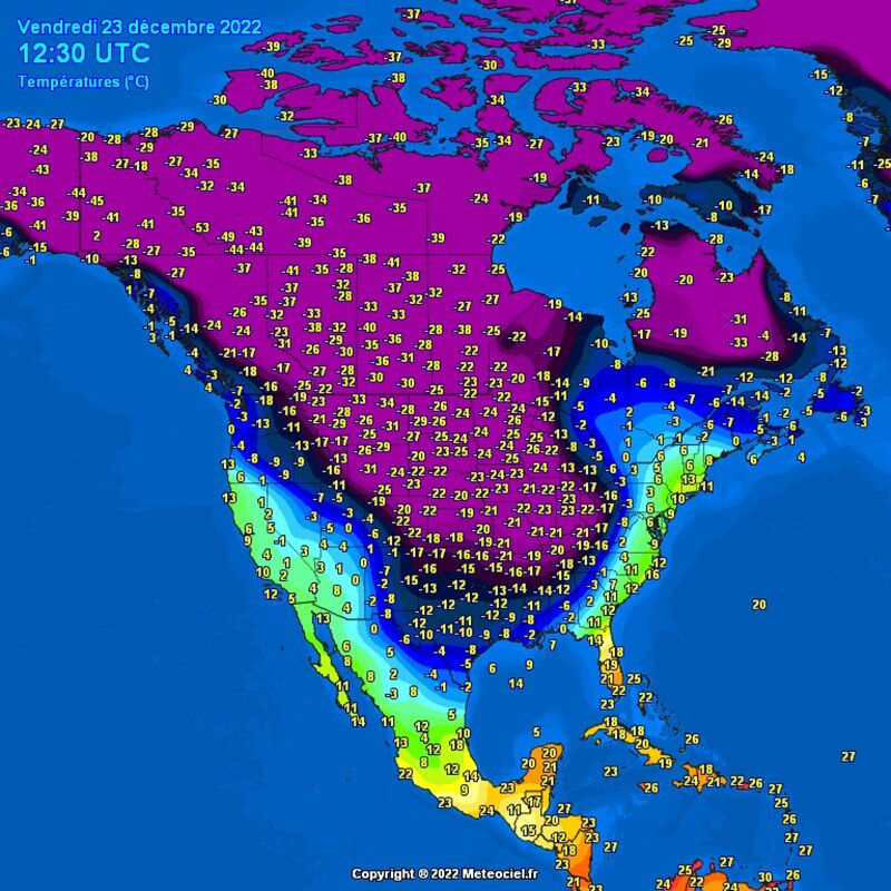 Temperature zraka u SAD-u 2022