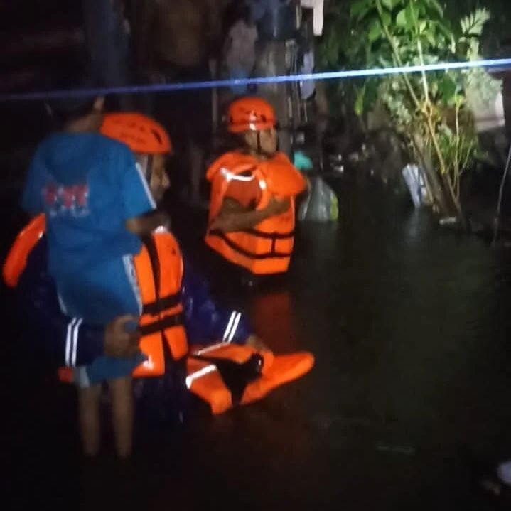 Flood rescue in Parepare, South Sulawesi Province, Indonesia, February 2023.