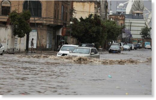 A flooded street in Sanaa, Yemen, March 29,