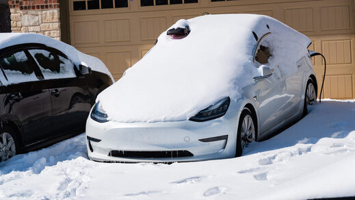 tesla car snow
