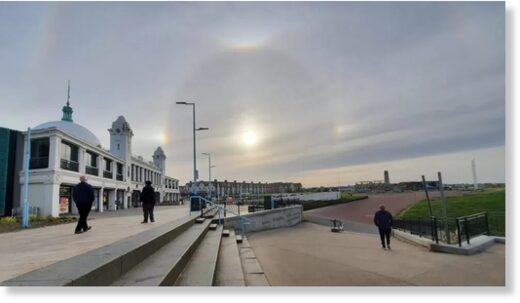 The unusual solar effects shone over Whitley Bay on Sunday.