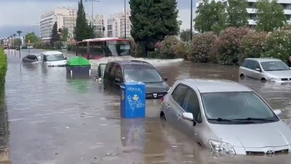 Flash flooding hits Zaragoza, Spain, causing streets to be inundated and drivers to become trapped in cars