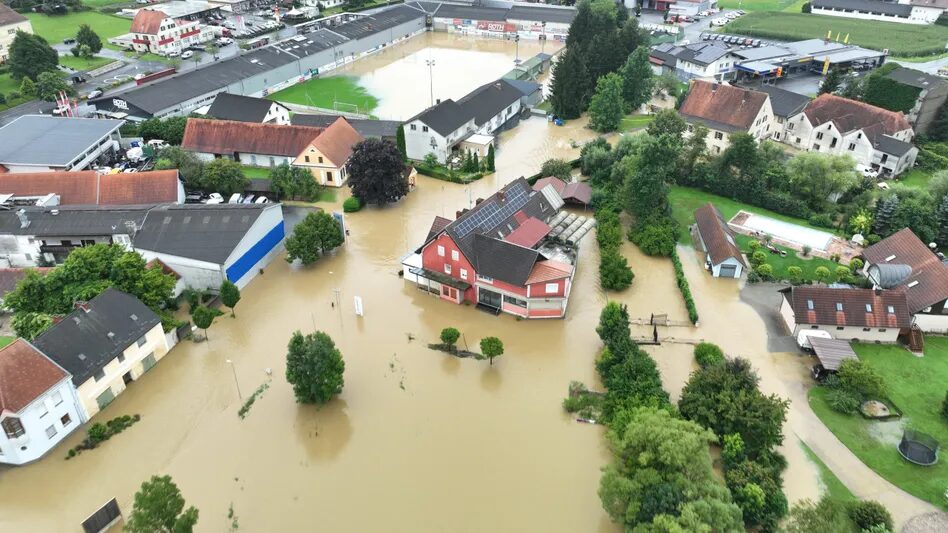 Gnas in Austria: The water has flooded a residential area