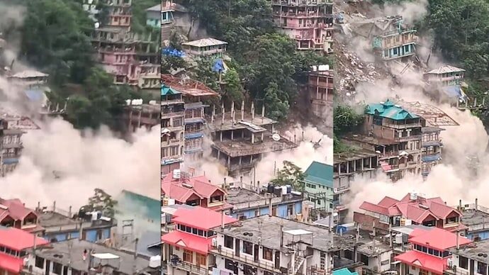 7 buildings collapsed after heavy rain triggered landslide in Himachal's Kullu district.