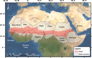 Karta Sahel regije i zemalja