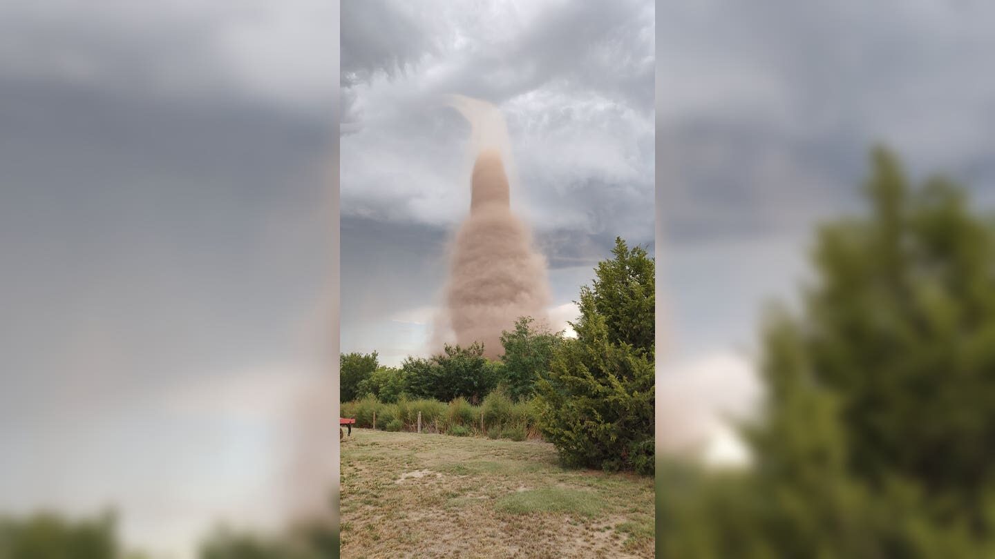 A shot of the base of the landspout in Nekoma, KS.