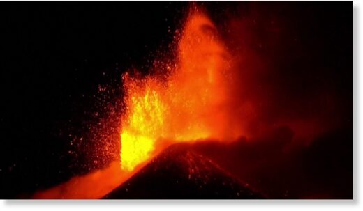 Mount Etna eruption lights up the night sky