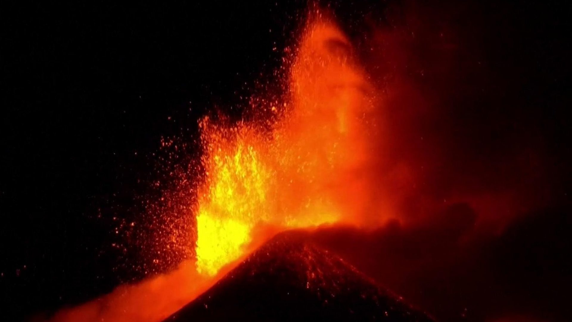 Mount Etna eruption lights up the night sky