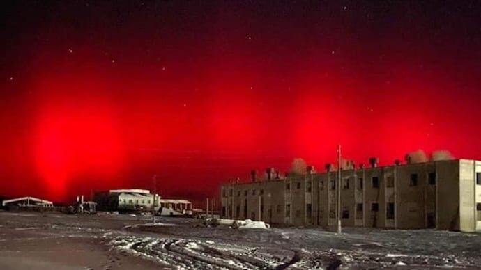 The eerie red skies seen in Mongolia.