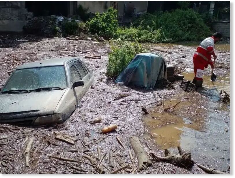 Photo of a severely flooded area in Savadkuh, northern Iran on June 25, 2024.