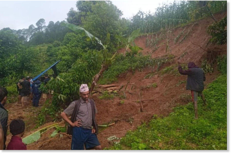 Landslide buried a temporary shelter in