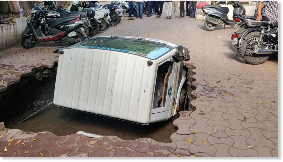 The driver of the truck escaped by jumping out of the window.