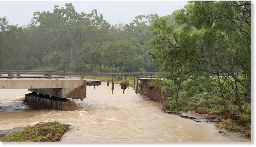 The Ollera Creek Bridge between Ingham and Townsville has collapsed