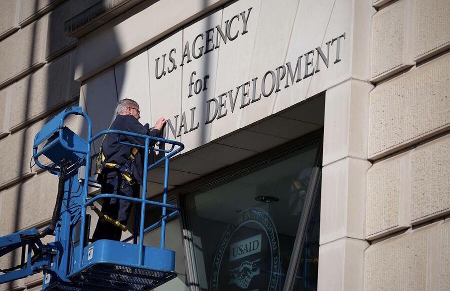 USAID office closed sign removed
