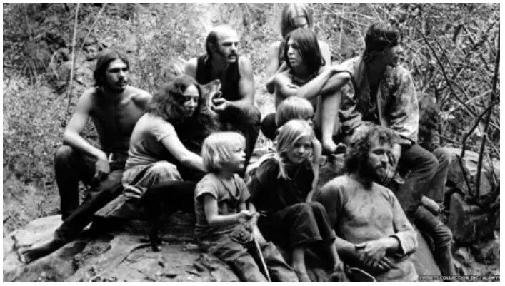 Manson Family with men and children