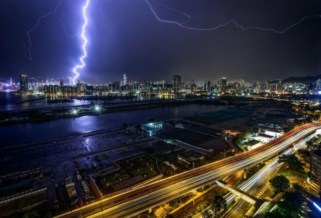 lightning over the city