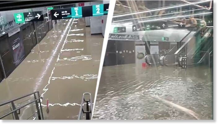 Newly inaugurated underground metro station in Worli flooded as Mumbai sees incessant rain.