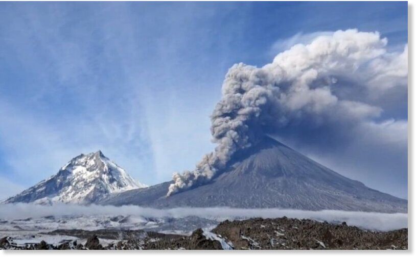 The Klyuchevskoy volcano, located in Russia’s Kamchatka Peninsula, erupted on Thursday morning, sending a towering ash column up to 6.5 kilometers above sea level