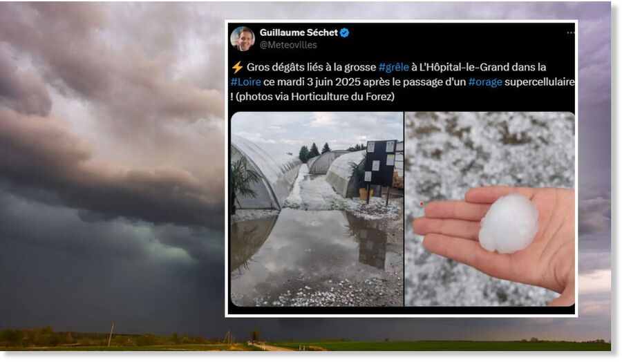 More hail is expected today after pummeling the east of France yesterday