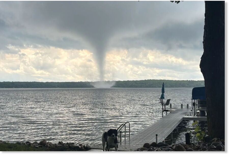 Sheila Brauer, a resident of Little Marion Lake, estimated the picture she took of the waterspout was about a quarter mile from her cabin.
