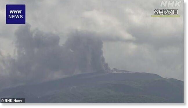 The blast from Mount Shinmoedake erupted just after 3pm local time on Wednesday