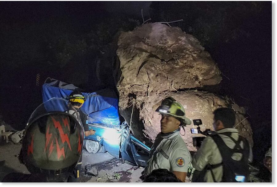 This handout picture released by the Bomberos Voluntarios de Guatemala shows volunteer