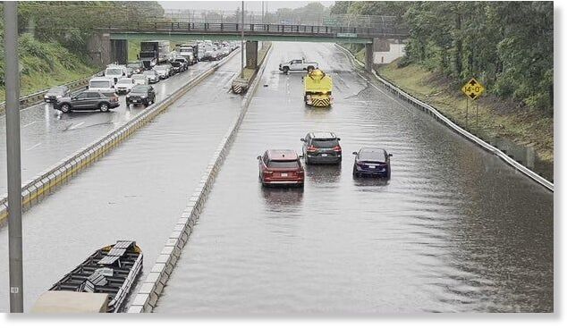 All lanes of Interstate 93 were closed in Quincy, Massachusetts Thursday because of major flooding on the highway during rush hour.