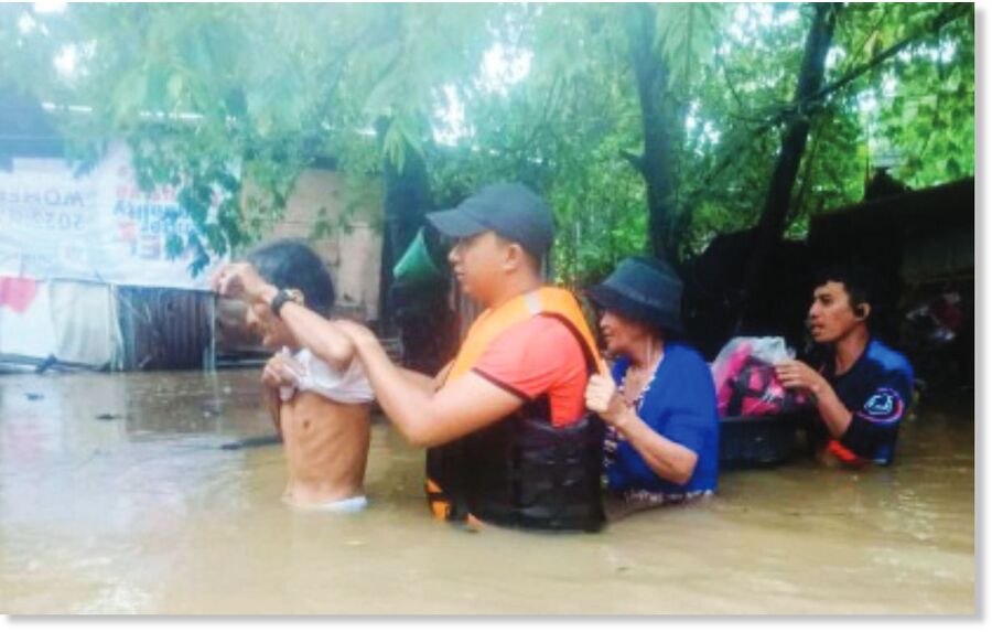 Flood-hit residents of Barangay Aguisan in Himamaylan City, Negros Occidental, were rescued by personnel of the Philippine Coast Guard yesterday, July 18, 2025.