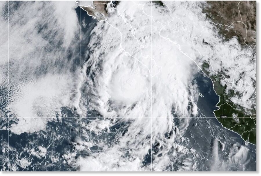 Satellite imagery shows Hurricane Lorena on Wednesday.