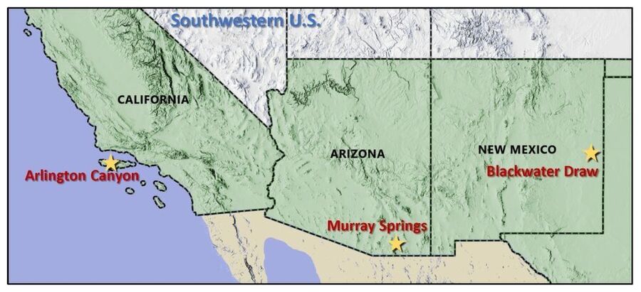 Clovis sites in the USA