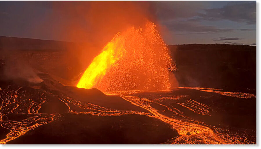 USGS webcam captures the early stages of Episode 33 at the summit of Kīlauea volcano
