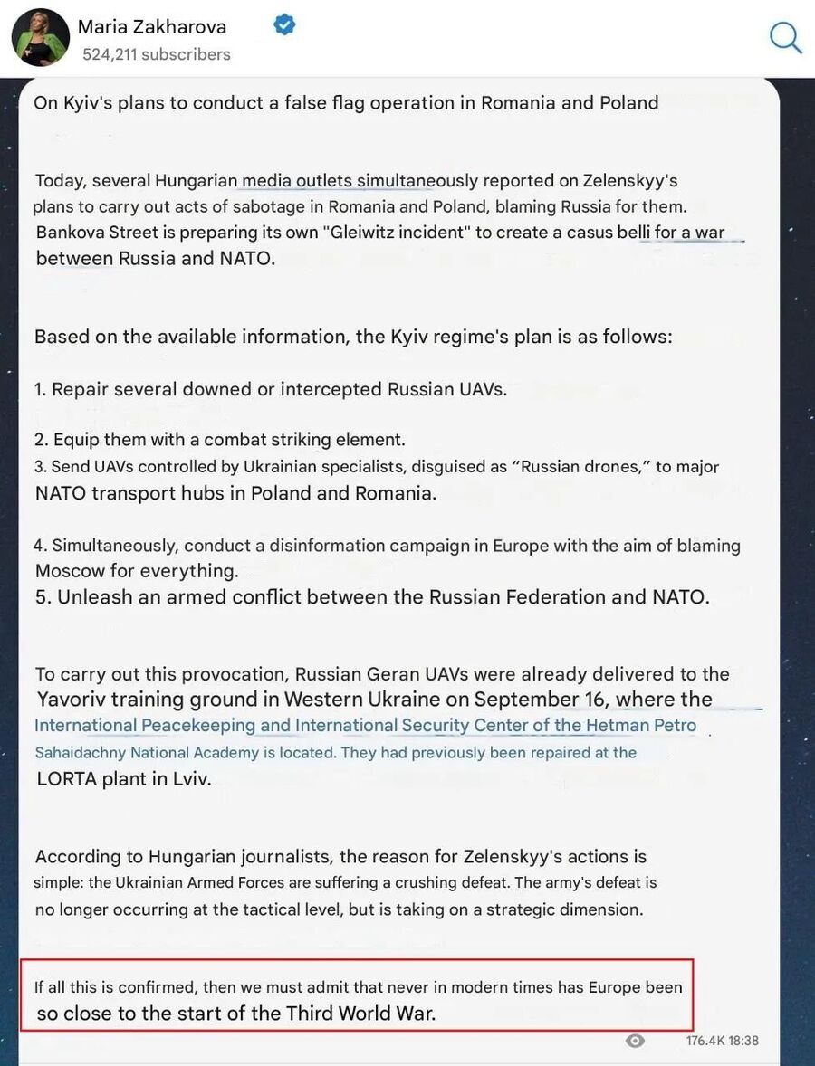 Klikni za povećanje Screenshot from Zakharova speech