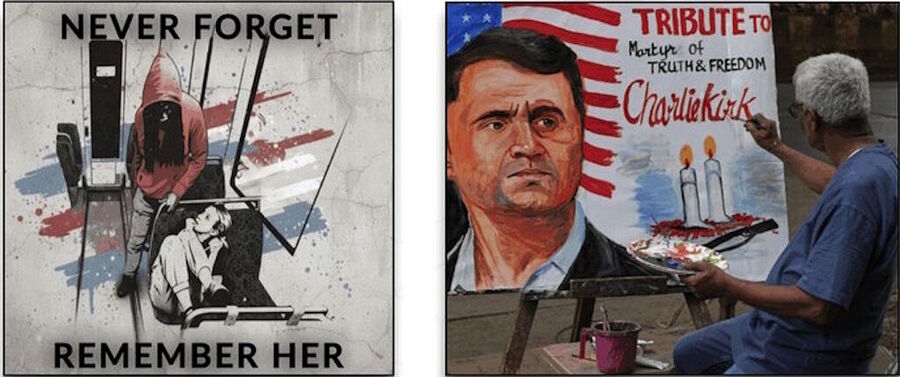 Klikni za povećanje charlie kirk Iryna Zarutska memorials