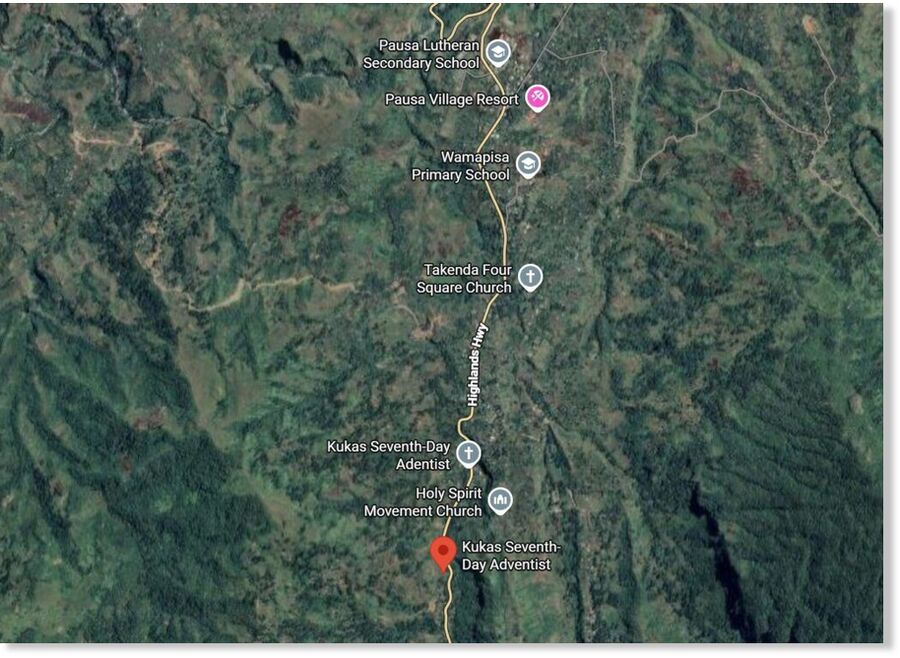 Klikni za povećanje The likely location of the 25 October 2025 landslide at Kukas in PNG. I
