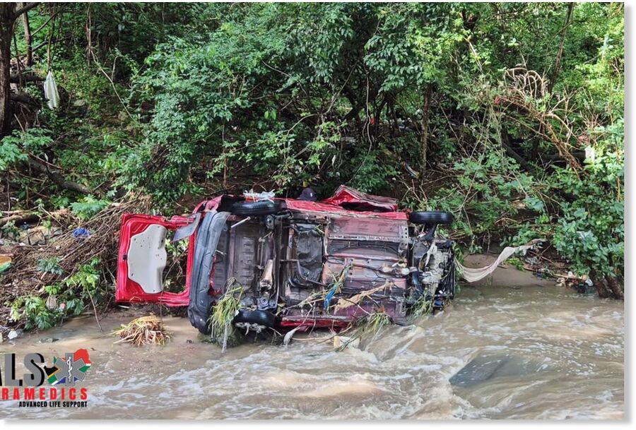 Three people are missing after the vehicle they were in was washed away during heavy rain on Sunday night in the Longacres Drive area in Amanzimtoti, south of Durban.