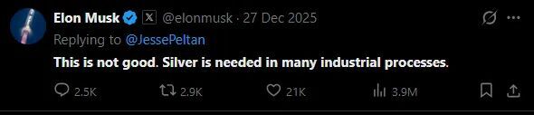 Klikni za povećanje Elon Musk tweet on silver