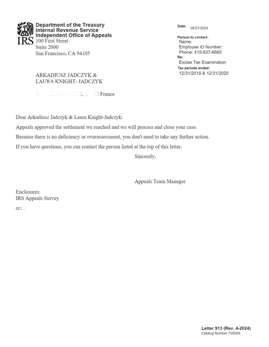 Klikni za povećanje IRS letter Laura