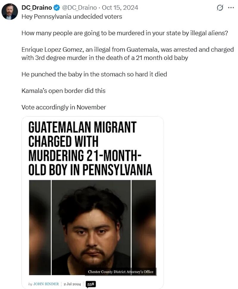 Klikni za povećanje immigrant crime tweet illegal alien